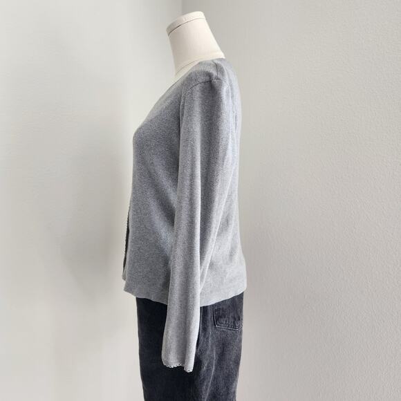 Vintage Y2K Crazy Horse Gray Button Front Knit Cardigan Top XS S - Picture 7 of 12